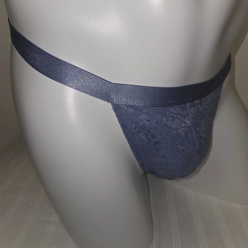Cosabella Lace Mid-Rise Men's Thong Stretch Italian Blue Diamond Underwear L